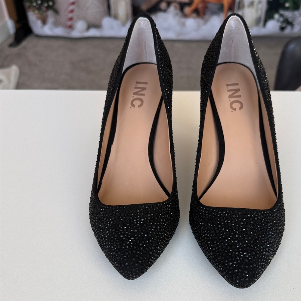 INC International Concepts Women's Sparkling Black Heels